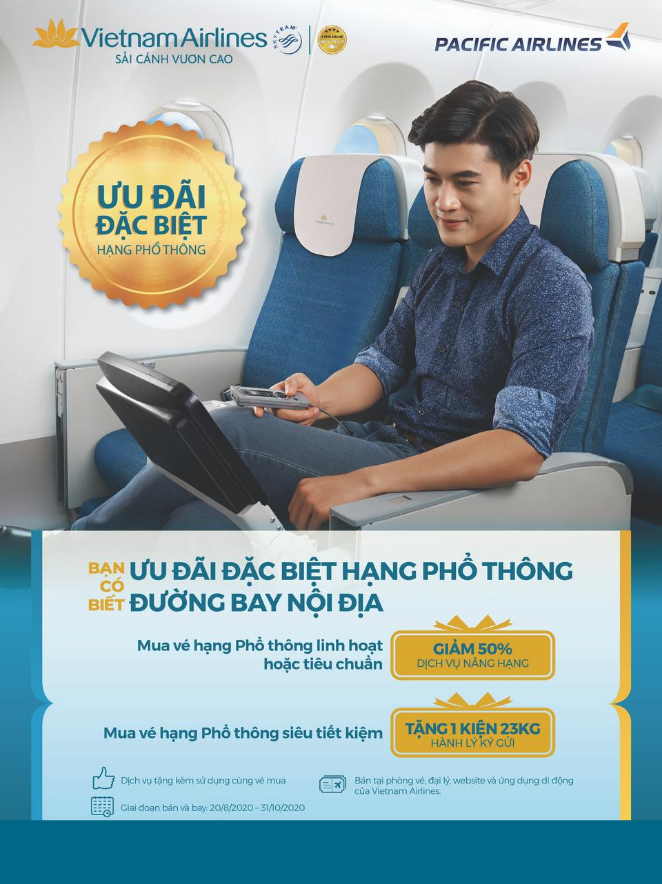 ƯU ĐÃI ĐẶC BIỆT HẠNG PHỔ THÔNG ĐƯỜNG BAY NỘI ĐỊA TỪ VIETNAM AIRLINES